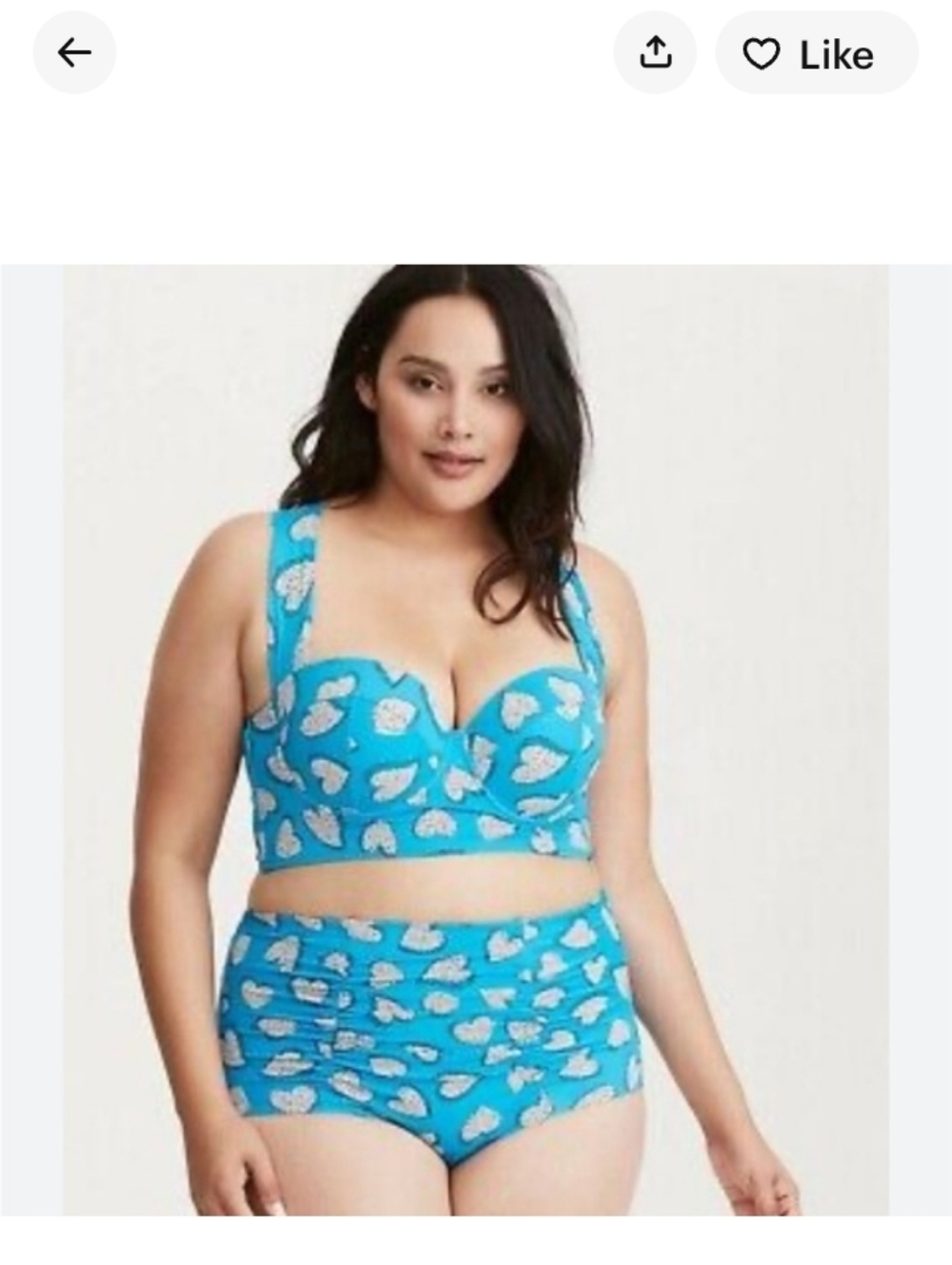 Torrid Blue Hearts 2 PC High Waisted Bikini Swimsuit Size 3